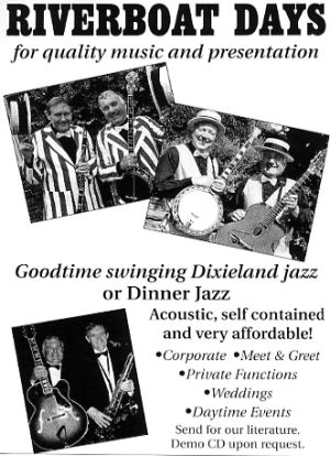 Jon Anton Presents...a Variety of JAZZ BANDS available to suit your specific Event, whether it be a Musical themed event or concert, OR as an attraction to provide Atmosphere for virtually ANY Event: Shopping Centres, Tourism Promotions, Open Days, Gala Days, Store Openings etc.
