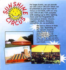 Jon Anton's Sunshine Circus Big Top Hire.